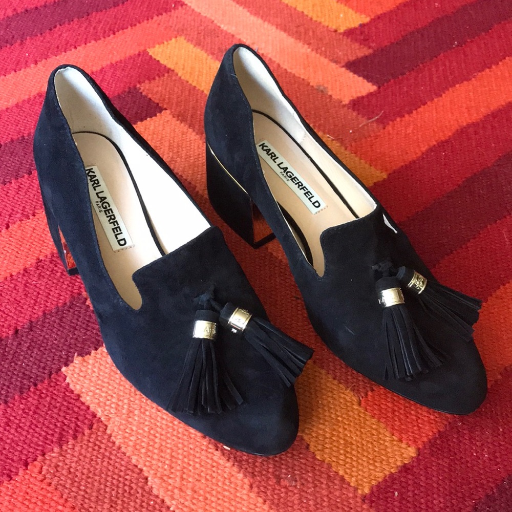 Karl lagerfeld suede tassel loafers Chanel